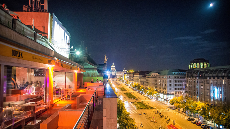 The view of Wenceslas Square from Duplex in Prague