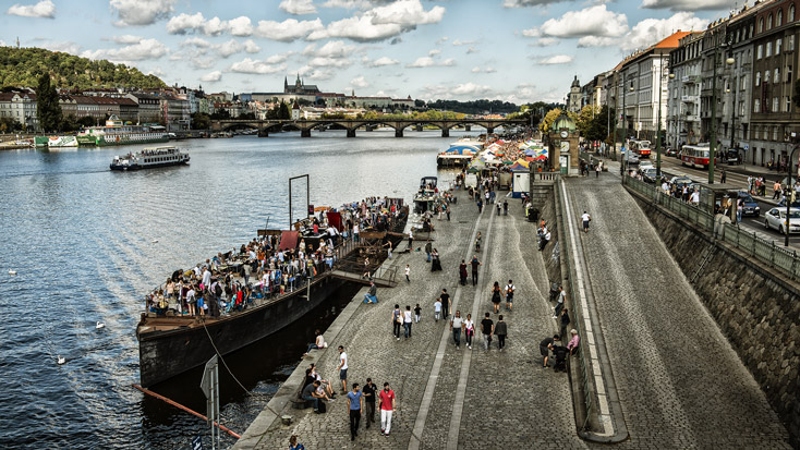 Perfect place for afterwork drinks: Prague's Naplavka embankment